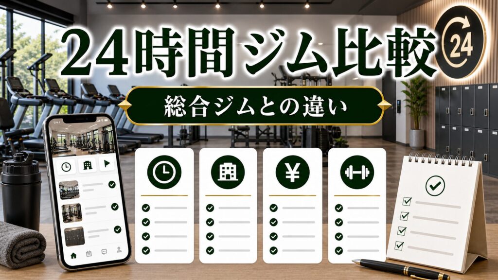 24時間ジムと総合ジム比較｜初心者が選びやすい料金・設備・通いやすさのアイキャッチ画像