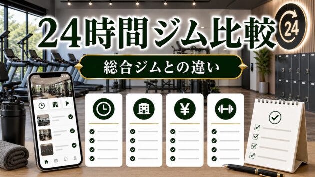 24時間ジムと総合ジム比較｜初心者が選びやすい料金・設備・通いやすさのアイキャッチ画像