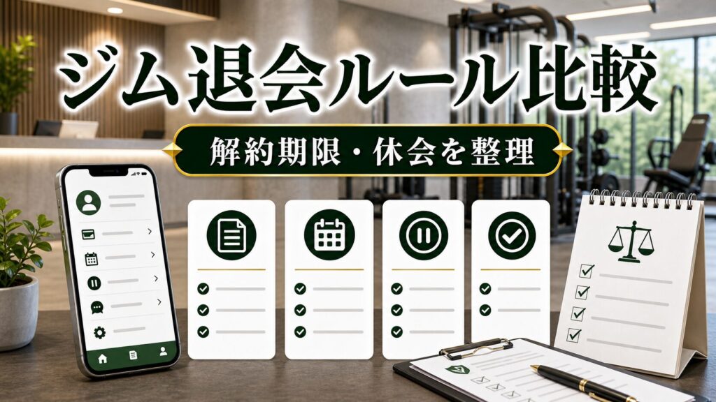 退会しやすいジム比較｜解約期限・違約金・休会制度の見方のアイキャッチ画像