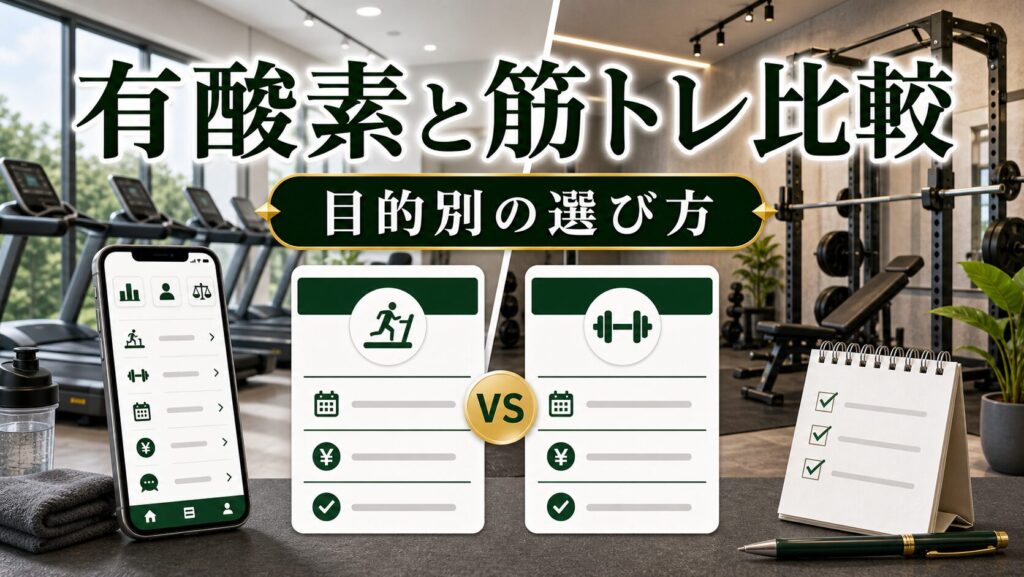 有酸素運動ジムと筋力トレーニングジム比較｜目的別の選び方のアイキャッチ画像