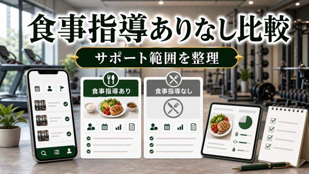 食事指導ありジムと食事指導なしジム比較｜ダイエット目的の選び方のアイキャッチ画像