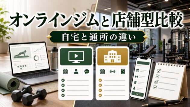 オンラインジムと店舗型ジム比較｜自宅トレーニングと通所の違いのアイキャッチ画像