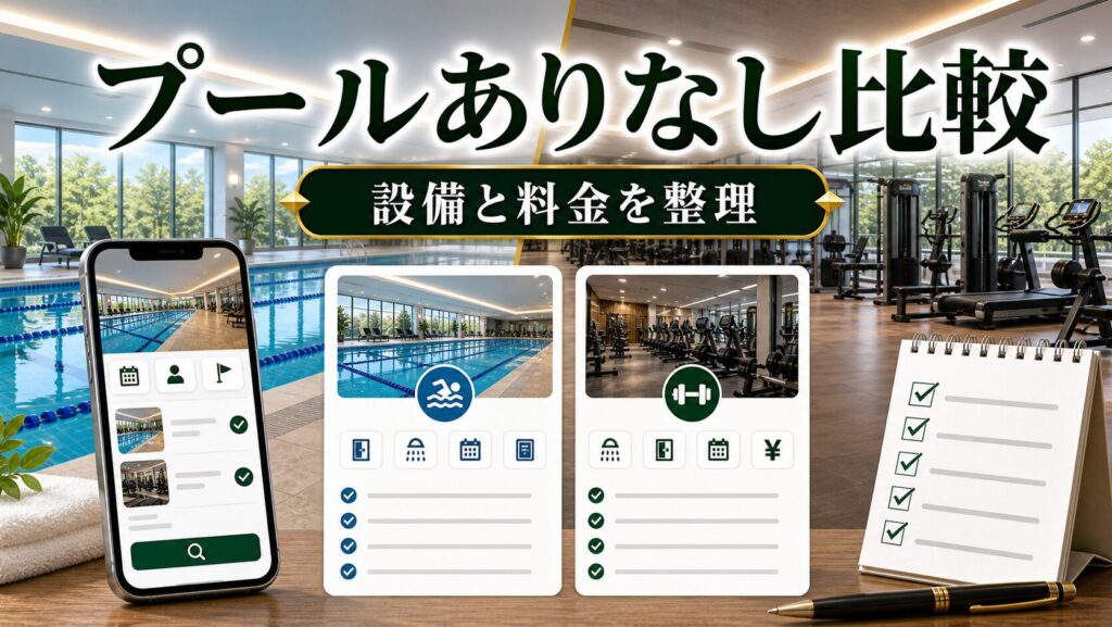 プール付きジムとプールなしジム比較｜料金相場・設備・通いやすさのアイキャッチ画像