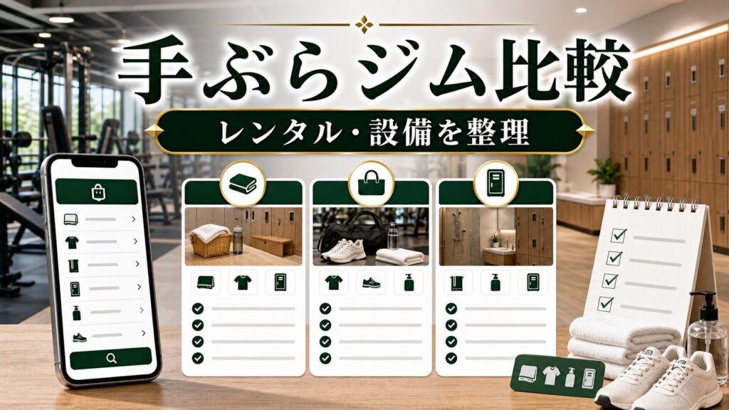 手ぶらジムと持参型ジム比較｜レンタル・アメニティ・費用の見方のアイキャッチ画像