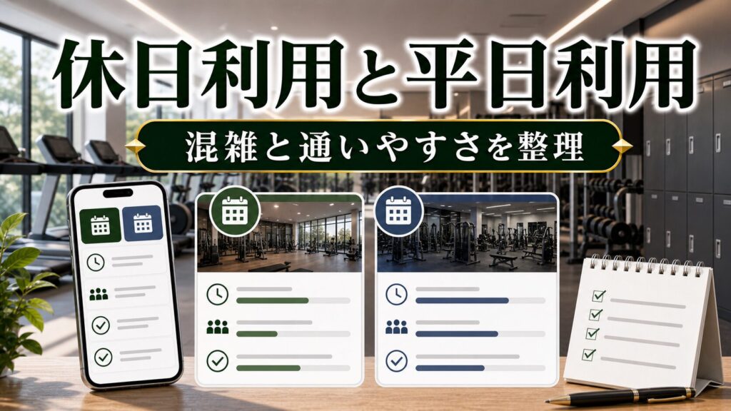 休日利用ジムと平日利用ジム比較｜混雑・料金・習慣化の違いのアイキャッチ画像