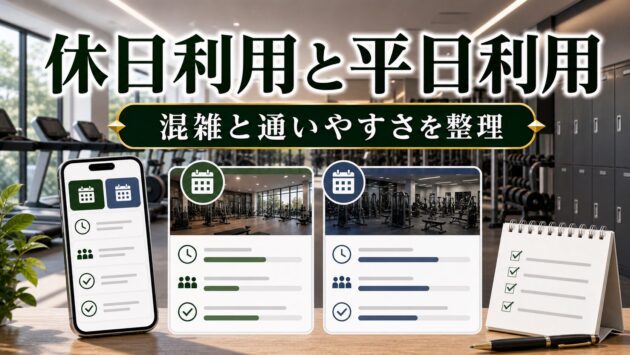 休日利用ジムと平日利用ジム比較｜混雑・料金・習慣化の違いのアイキャッチ画像