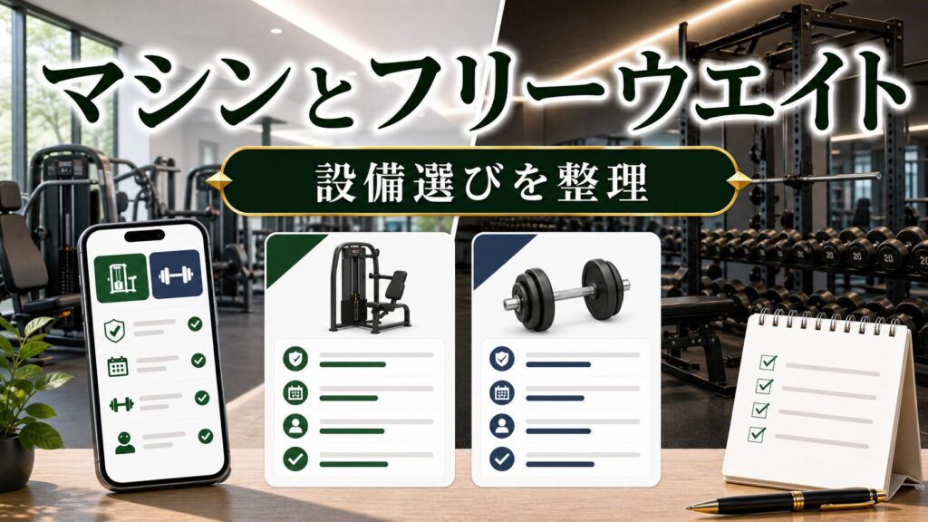 マシンジムとフリーウエイトジム比較｜筋トレ初心者の設備選びのアイキャッチ画像