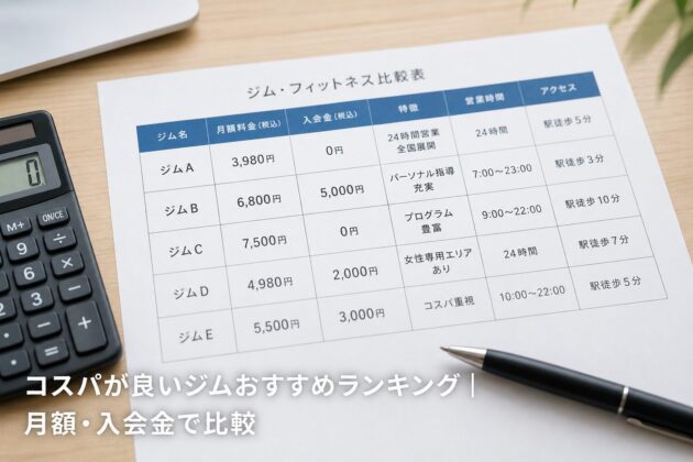 コスパが良いジムおすすめランキング｜月額・入会金で比較のアイキャッチ画像