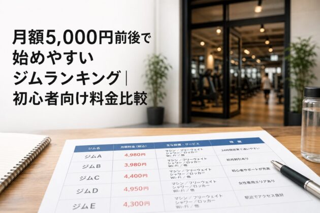 月額5,000円前後で始めやすいジムランキング｜初心者向け料金比較のアイキャッチ画像