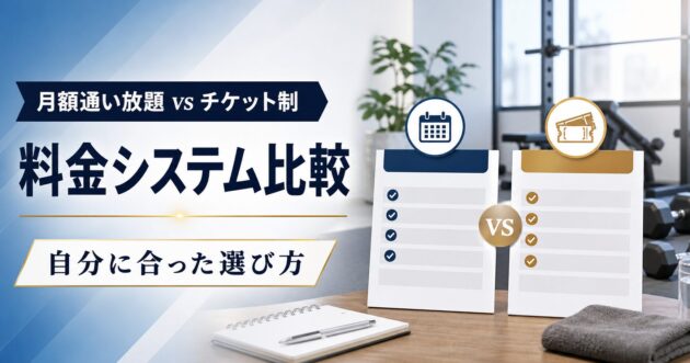 パーソナルジムの月額通い放題とチケット制の違い|自分に合った料金システムの選び方のアイキャッチ画像